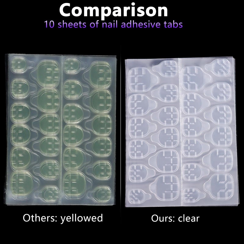 Laza 10 Sheets 240Pcs Ultra-Thin Clear Nail Adhesive Tabs 12 Sizes Waterproof Fake Nails Glue Sticker Super Sticky Nail Bond Double Sided Jelly Glue for Press On Nails Stickers Manicure Tabs - Image 3